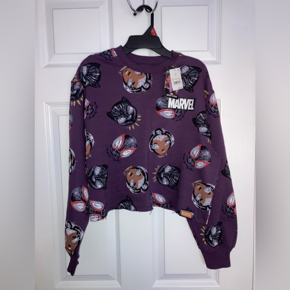 New Marvel Women's Purple Graphic Sweatshirt